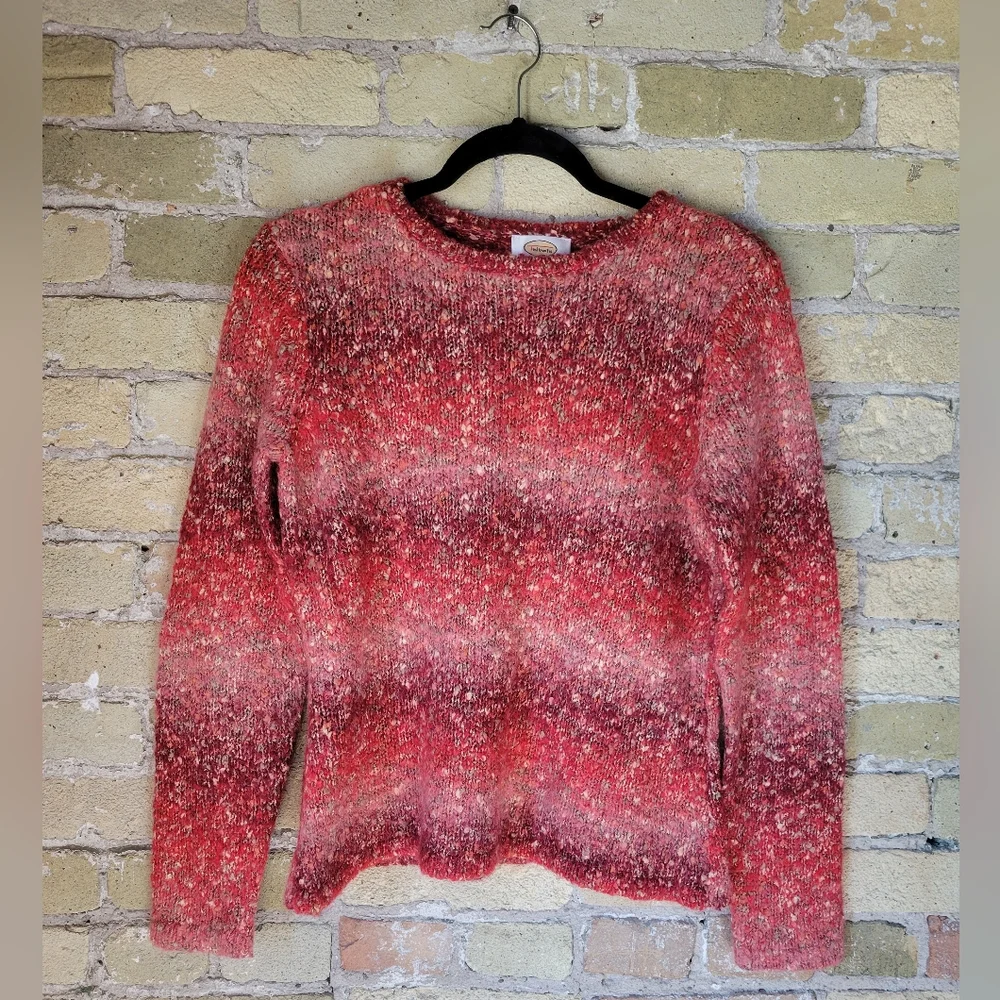 Vintage Talbots 90s Alpaca Mohair Cherry Striped Sweater Womens Size Medium - Picture 1 of 6